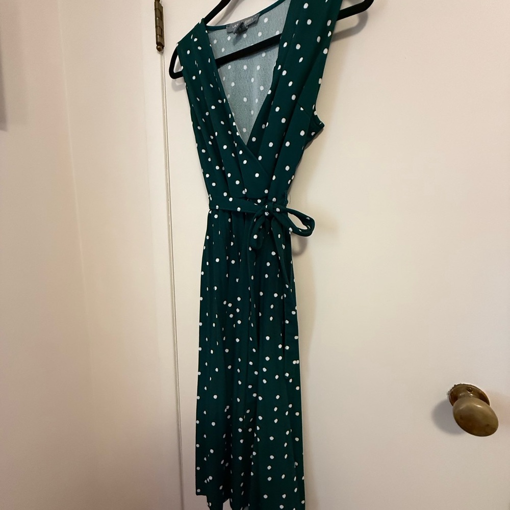Chic Teal Polka Dot Midi Dress